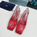 Prada 26SS Slingback 4cm Red Satin 680978