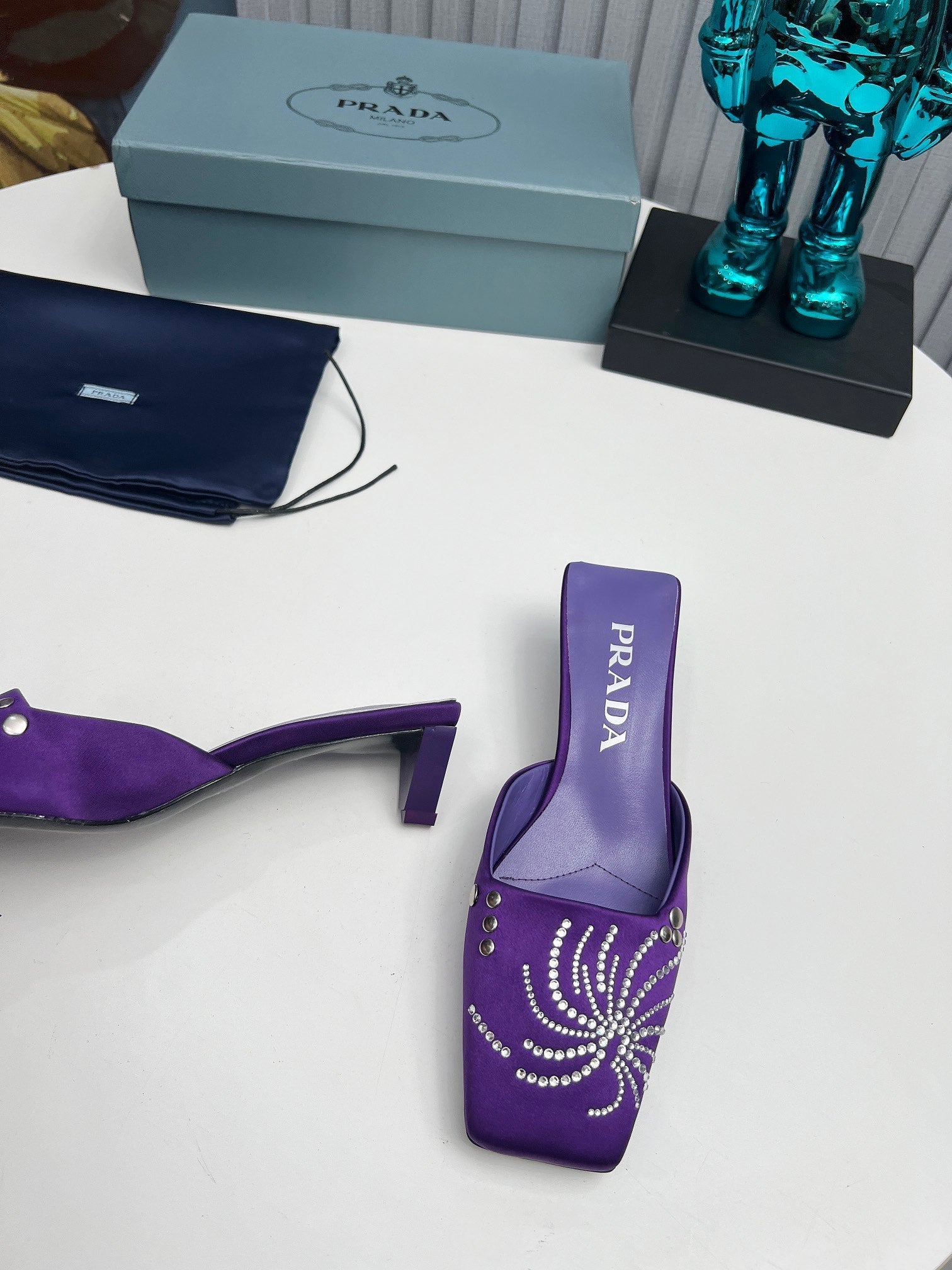 Prada 26SS Sandal 4cm Purple Satin 680974