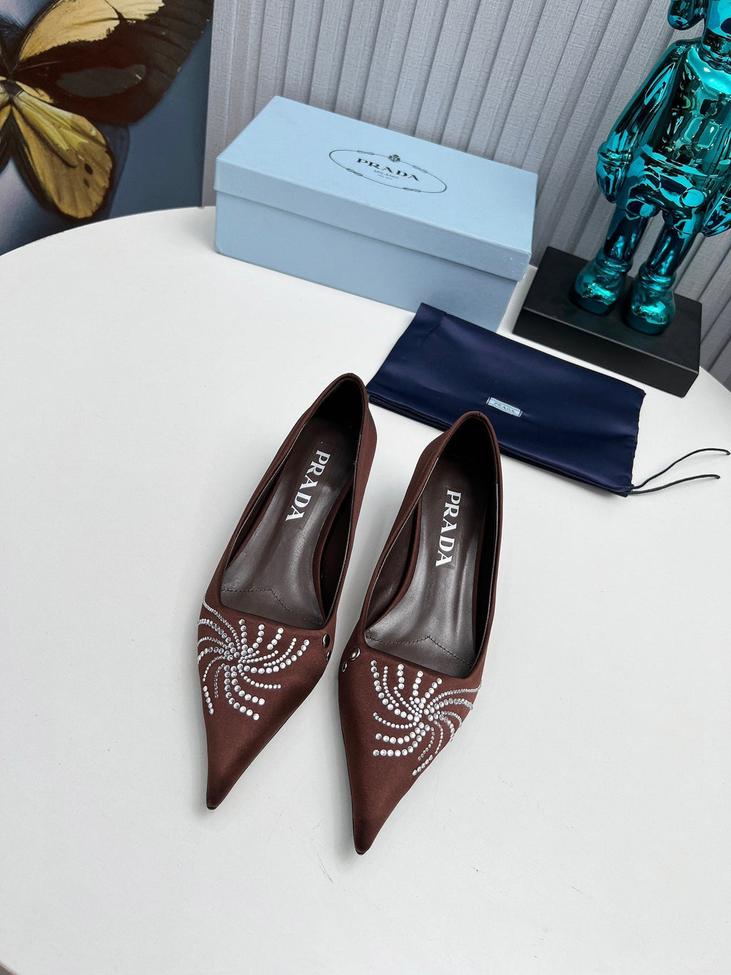 Prada 26SS Pumps 4cm Chocolate Satin 680957