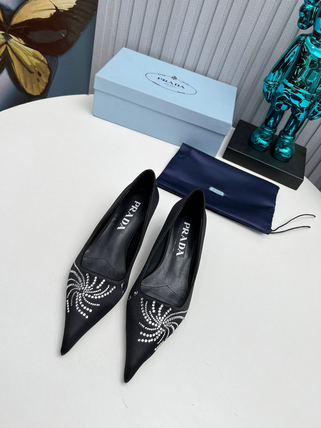 Prada 26SS Pumps 4cm Black Satin 680959