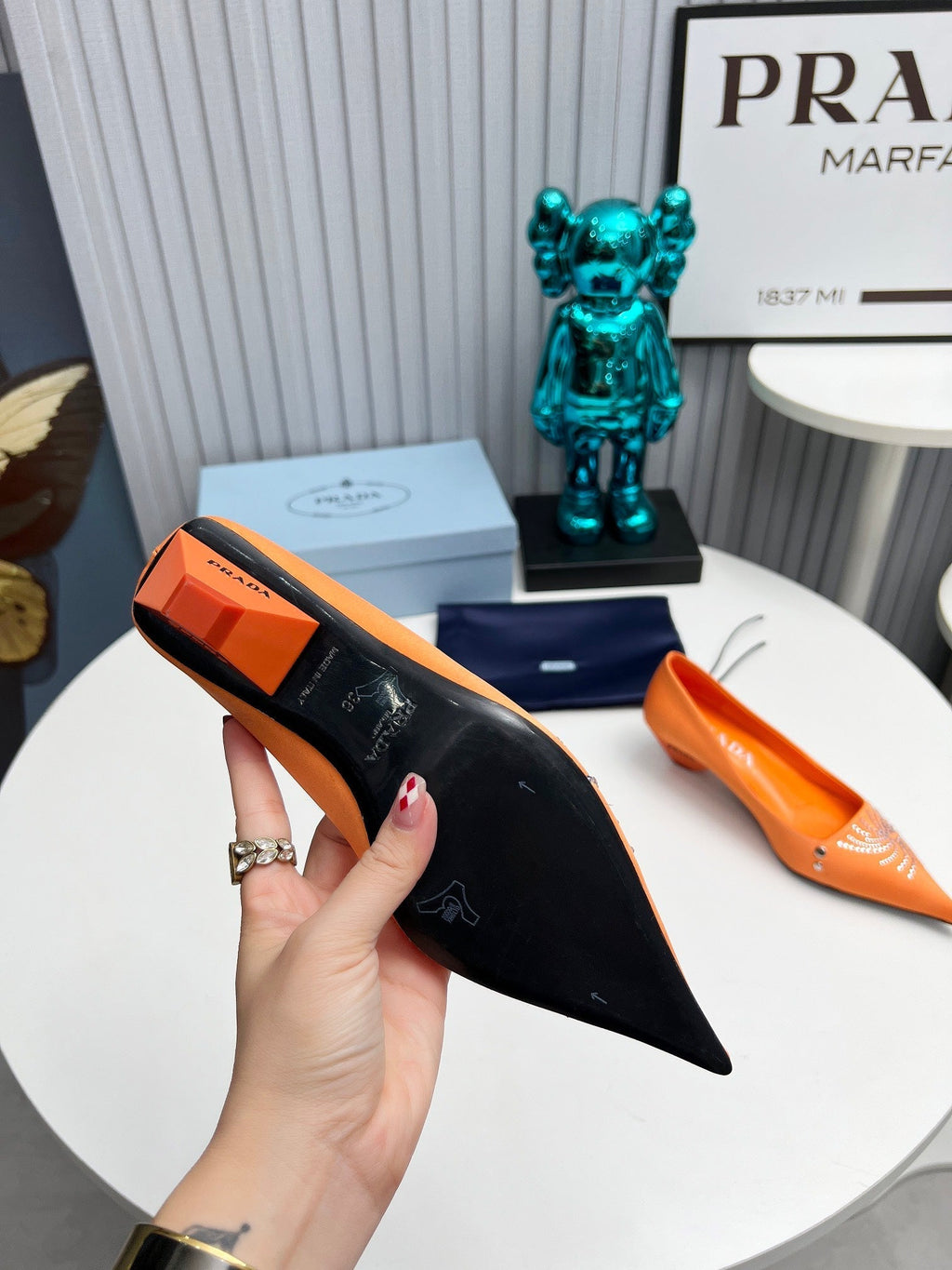Prada 26SS Pumps 4cm Orange Satin 680960
