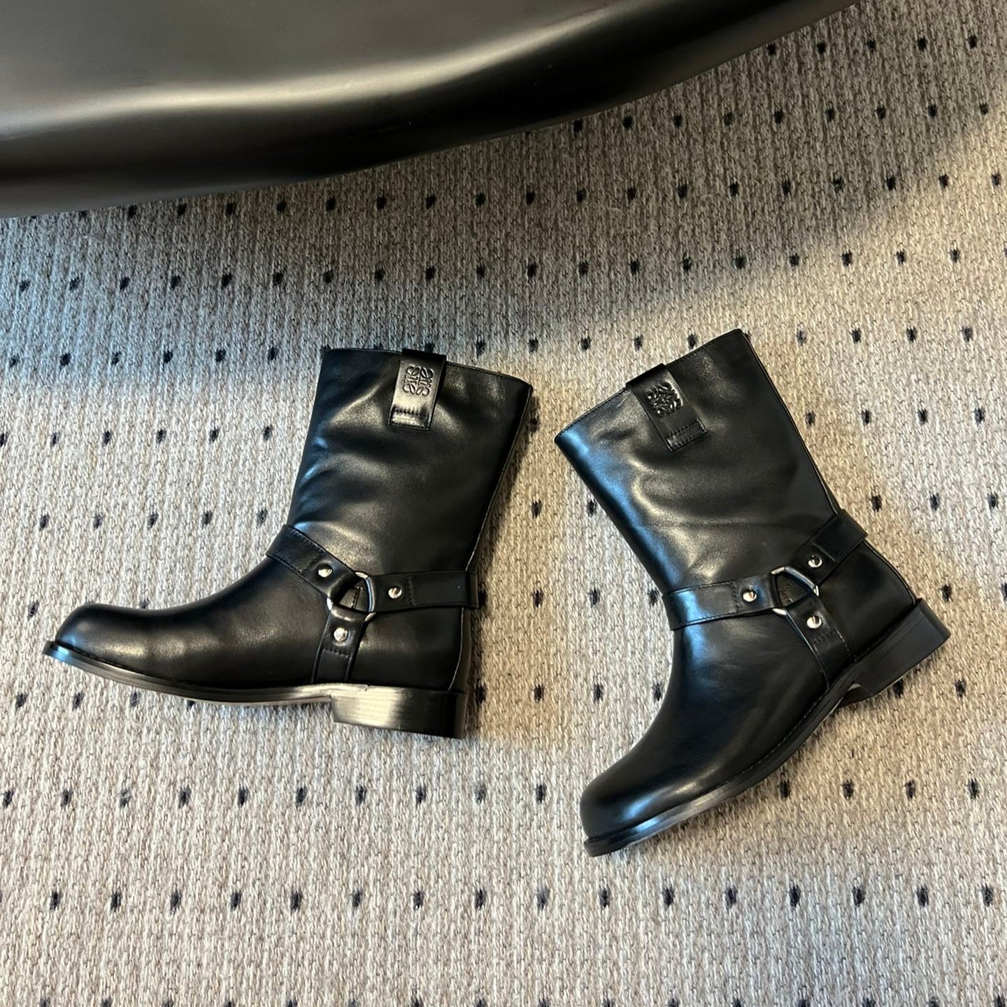 Loewe knight boots black sheepskin 478450