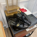 MARY-JANE VLOGO LOCKER SLINGBACK PUMPS BLACK SHEEPSKIN 60 MM