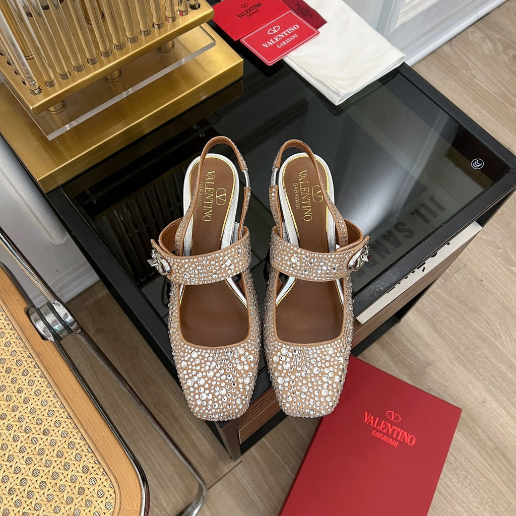 MARY-JANE VLOGO LOCKER SLINGBACK PUMPS CHOCOLATE BROWN SHEEPSKIN WITH 60MM CRYSTALS
