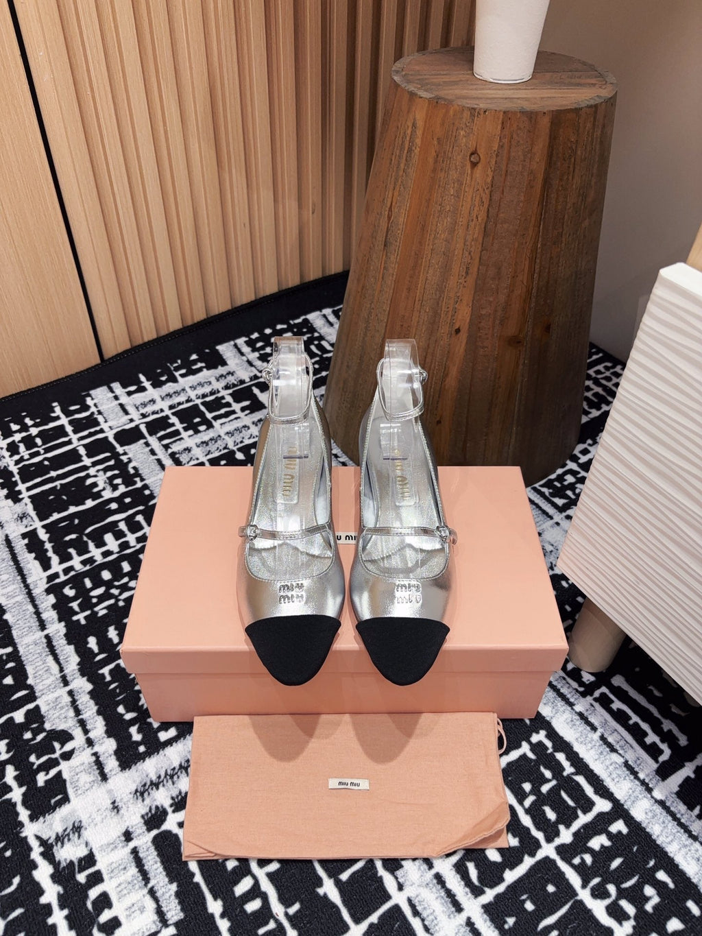 Miu Mary Jane Silver Metallic Lambskin