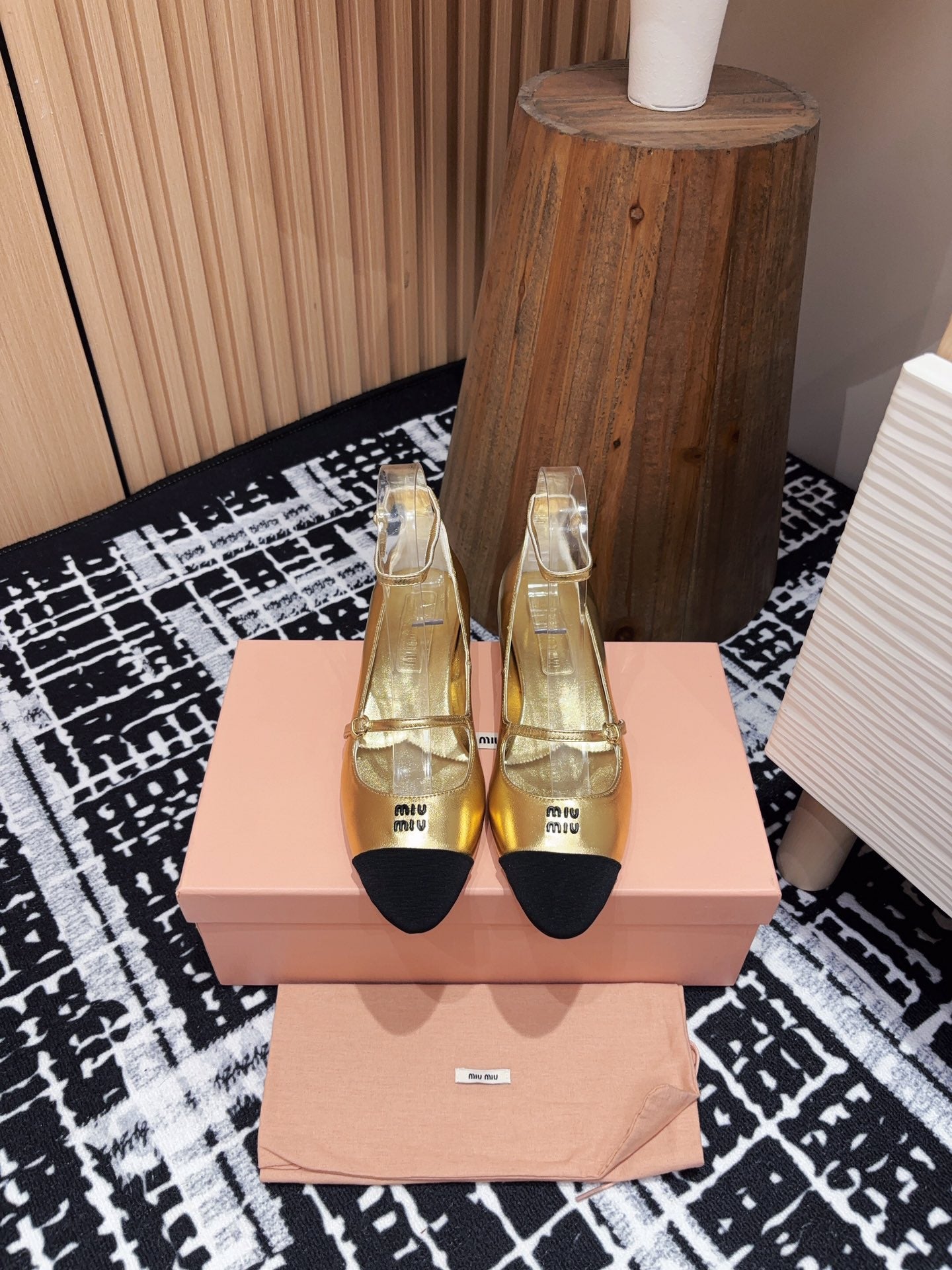 Miu Mary Jane Gold Metallic Lambskin
