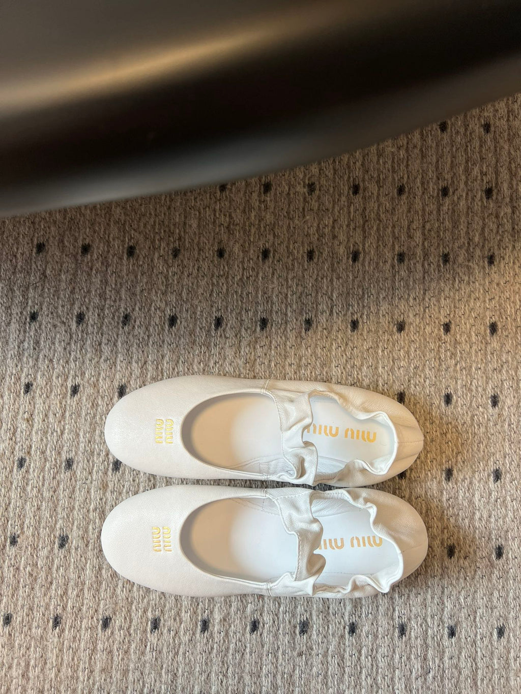 Miu 26s Ballerinas In White Ruches Nappa Calfskin