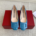 Viv 25 Ballet Flats Blue Cowhide Leather Sheepskin 255210