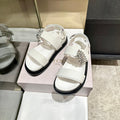 Jimmy Rhinestone Verity Sandals White Leather 326425