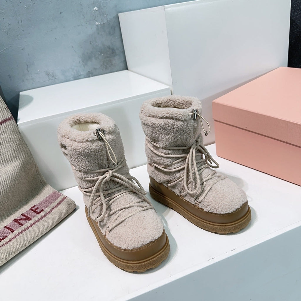 Miumiu 25 Boot Cream Fur Rubber 511265