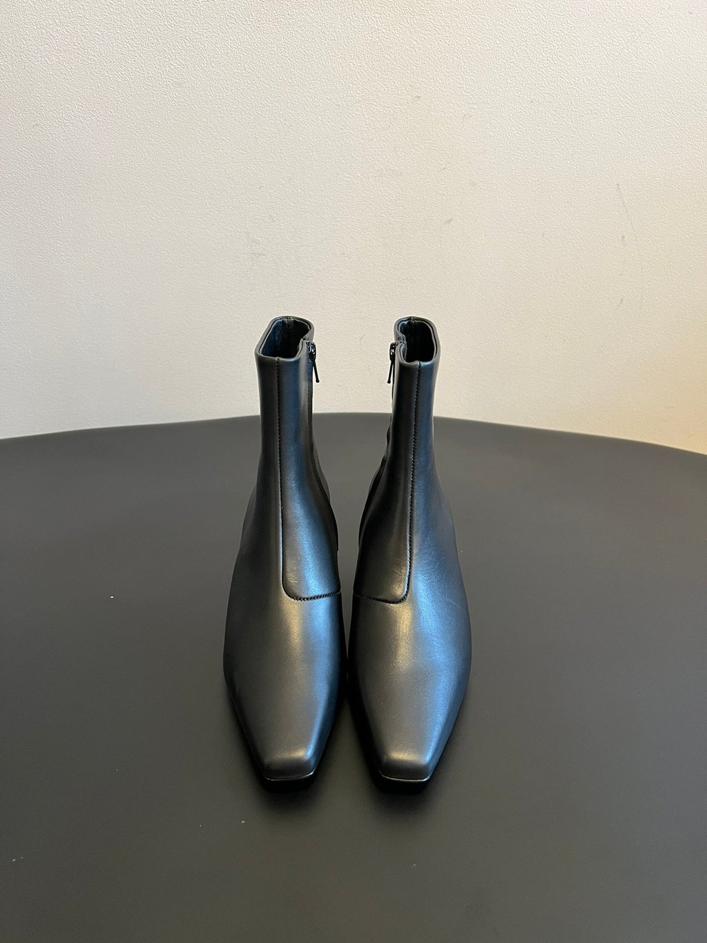 The Row 2025 Heel Leather Ankle Boot Black Calfskin 561612