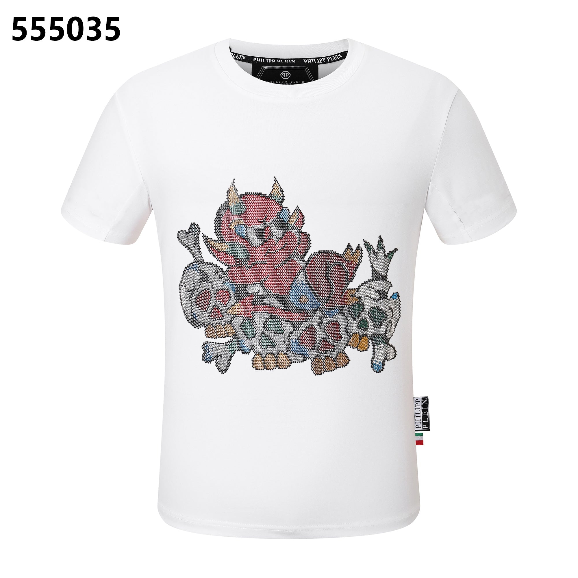 PHILIPP PLEIN Round-neck T-shirt with a skull-and-devil design
