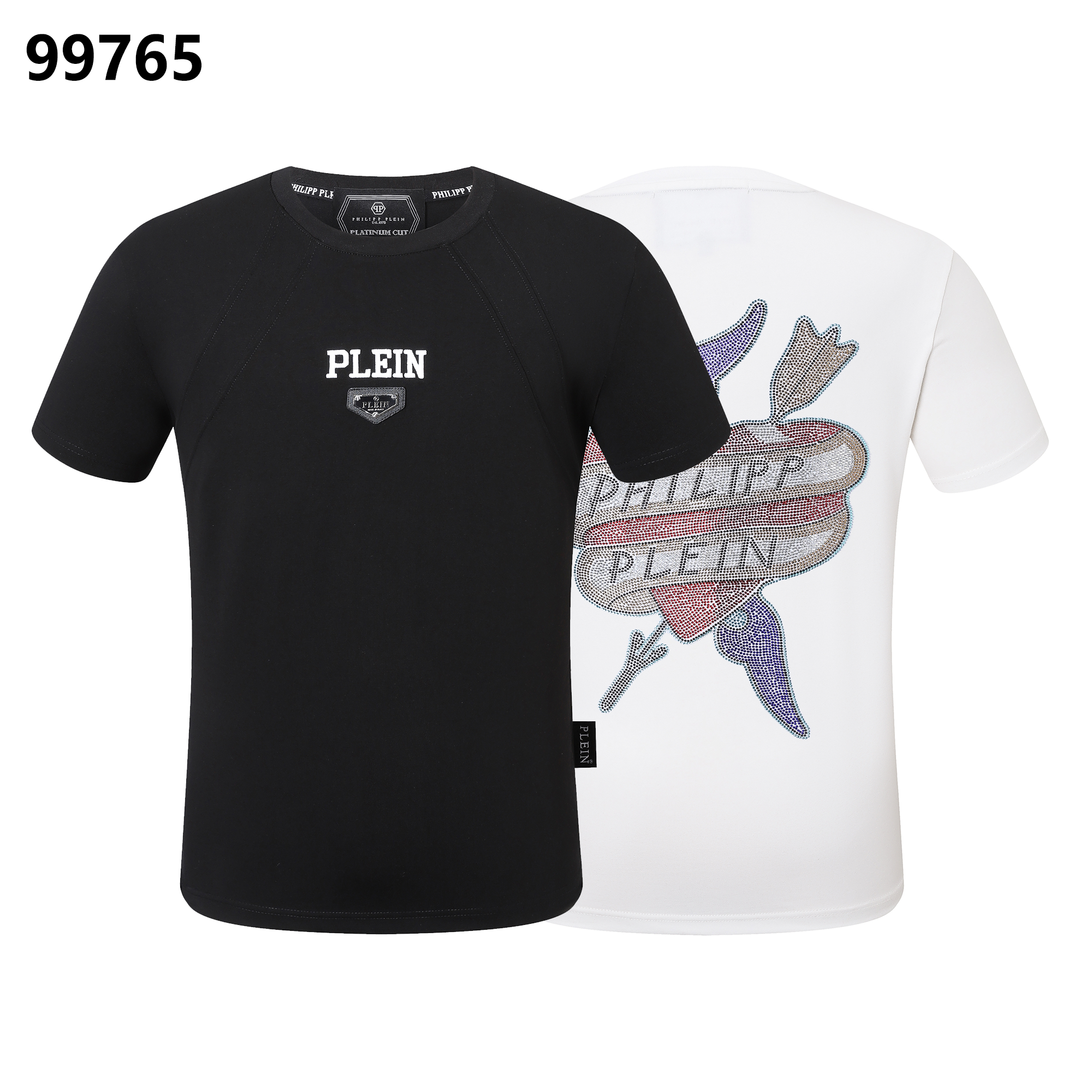PHILIPP PLEIN Round-Neck T-Shirt with Letter and Heart Arrow Design