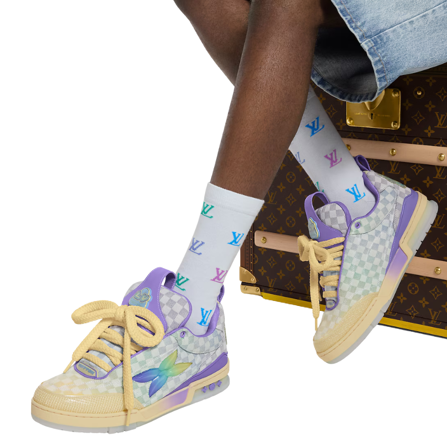 Louis Vuitton LV Skate Sneaker 'Damier Pastel Yellow/Purple'