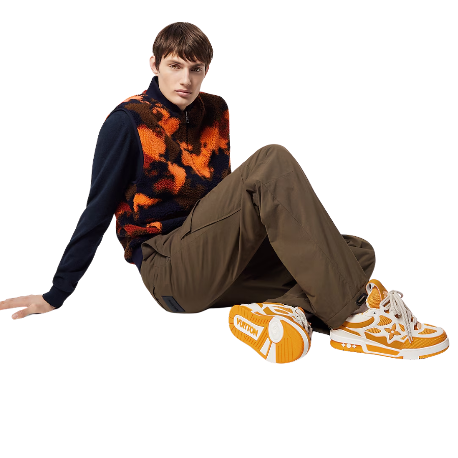 Louis Vuitton LV Skate Sneaker 'White/Orange Monogram Flower'