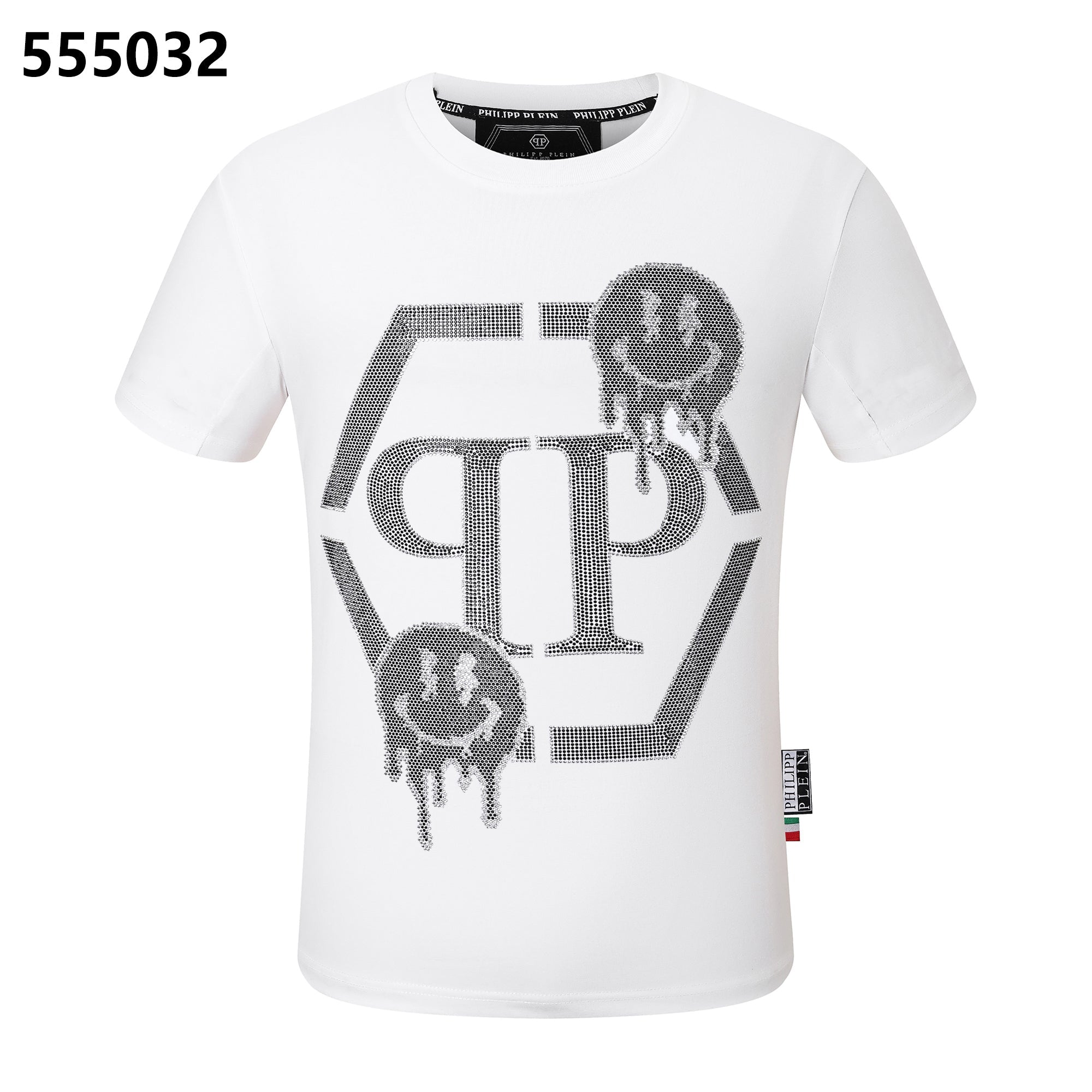 PHILIPP PLEIN Round-Neck T-Shirt with Cartoon Smiley Face Design