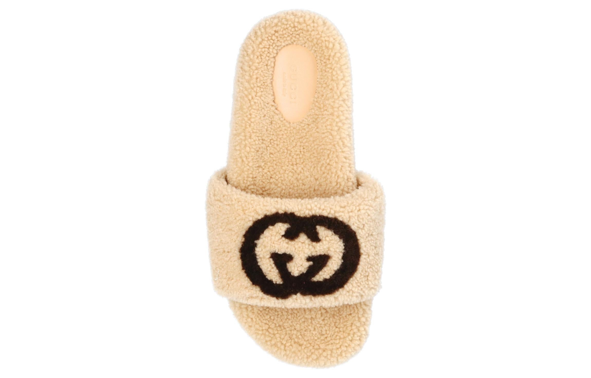 (WMNS) Gucci Slide 'Interlocking G Merino Wool - Light Brown' 646225-D0L00-9547 #