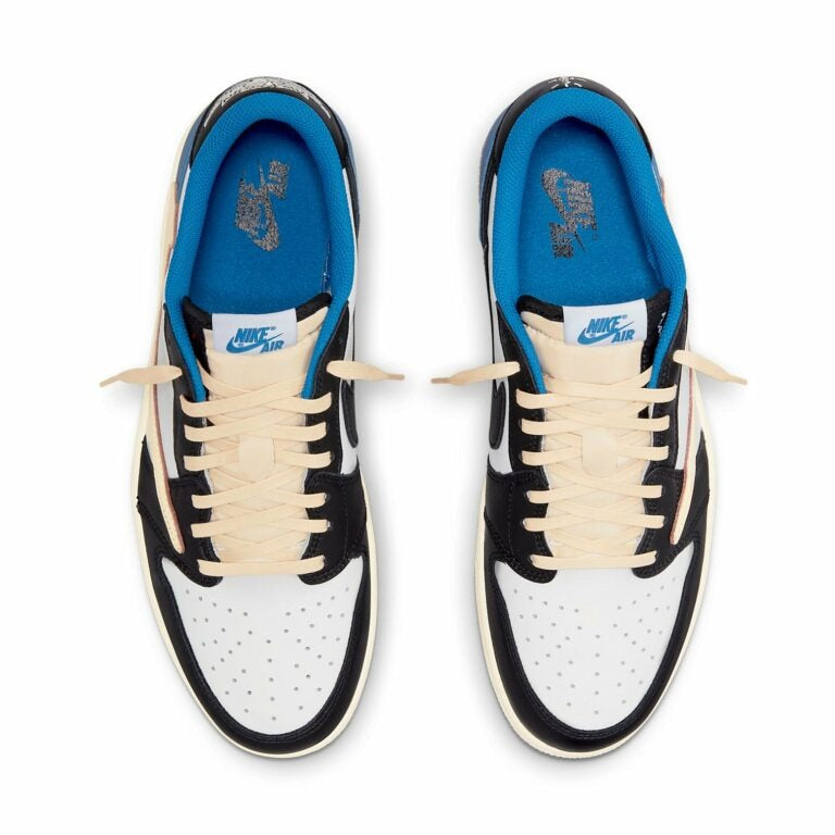 Fragment Design x Travis Scott x Air Jordan 1 Retro Low 'Sail Black Military Blue'