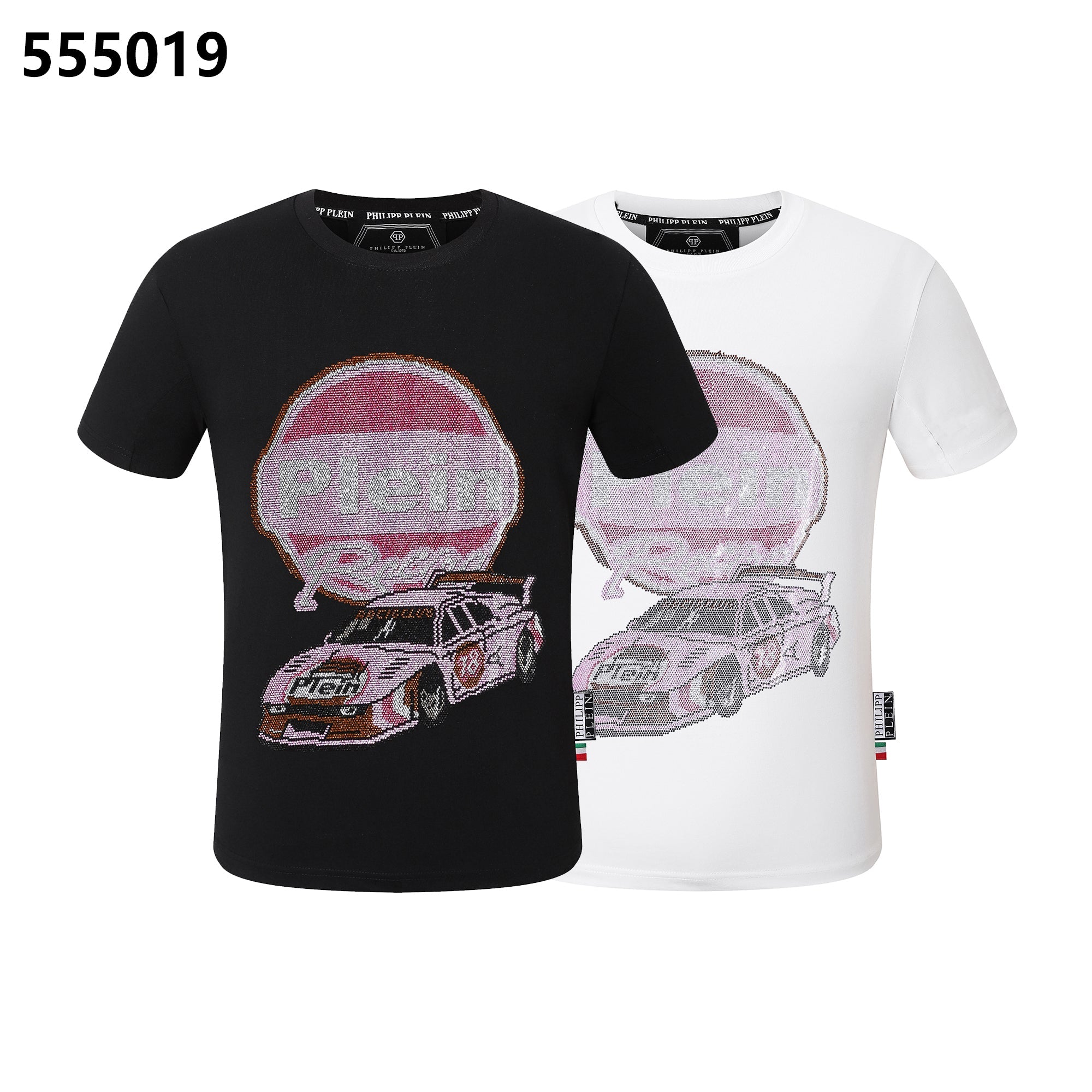 PHILIPP PLEIN Pink Race Car Print Crew Neck T-Shirt