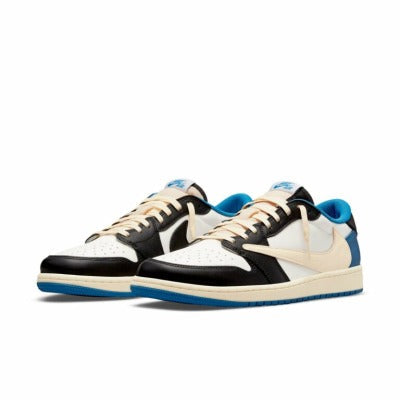 Fragment Design x Travis Scott x Air Jordan 1 Retro Low 'Sail Black Military Blue'