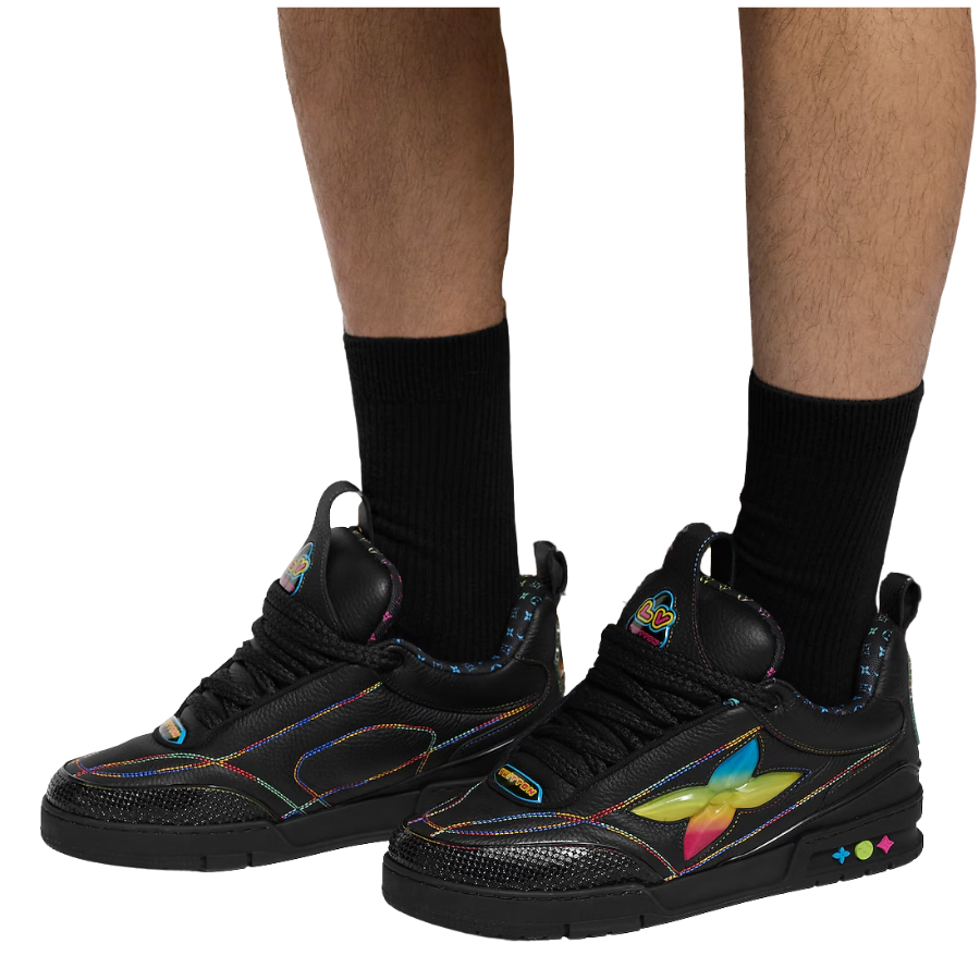 Louis Vuitton LV Skate Sneaker 'Black Rainbow Monogram Flower'