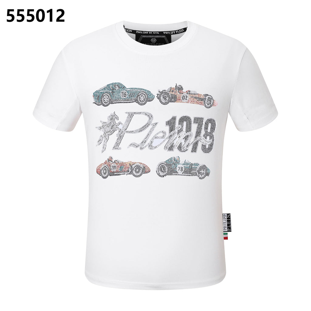 PHILIPP PLEIN Round-Neck T-Shirt with Racing Print