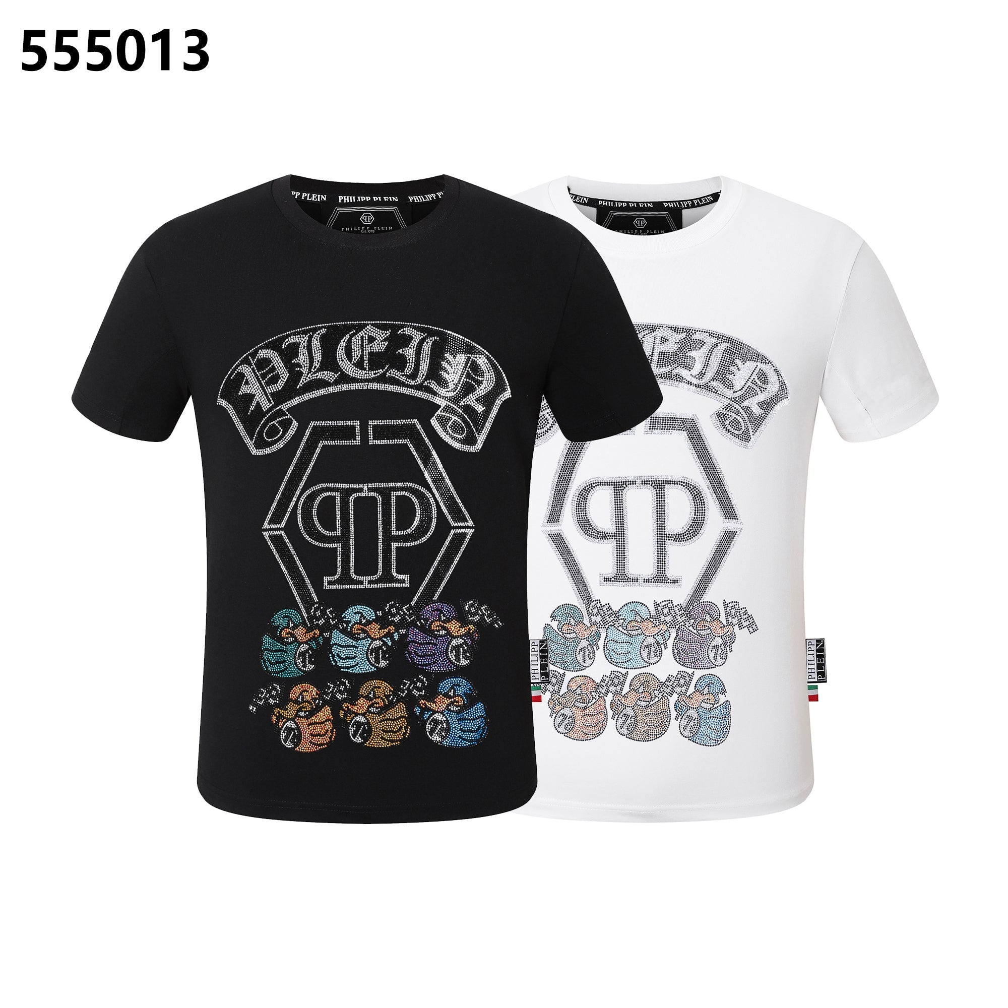 PHILIPP PLEIN Round-Neck T-Shirt with a Design of 6 Little Ducks