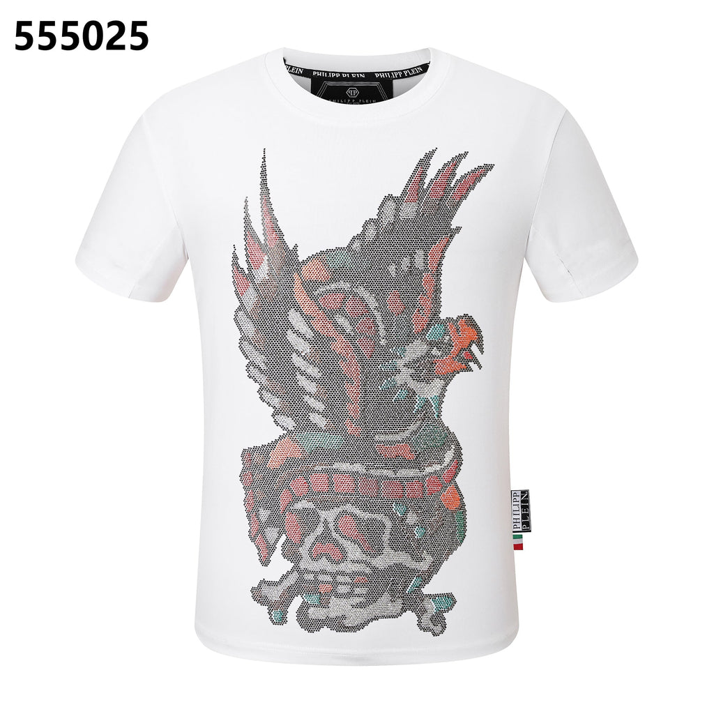 PHILIPP PLEIN Round-neck T-shirt with a skull-and-eagle design