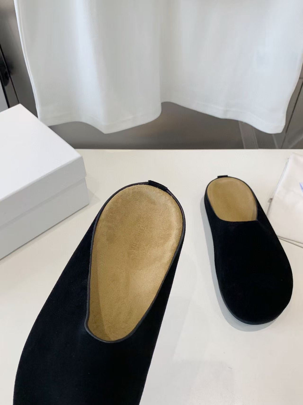 The Row Hugo Mules Black Suede