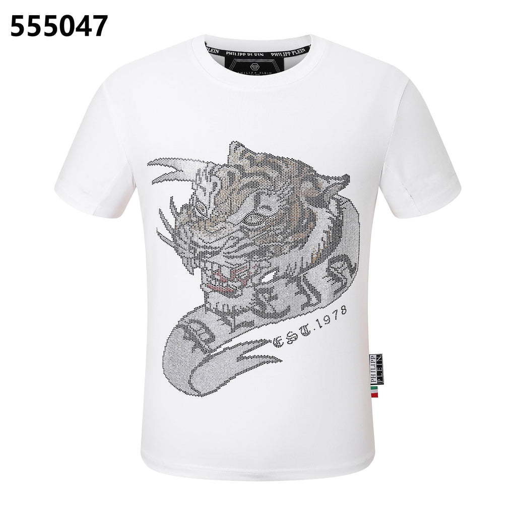 PHILIPP PLEIN Round-Neck T-Shirt with Tiger Head Design