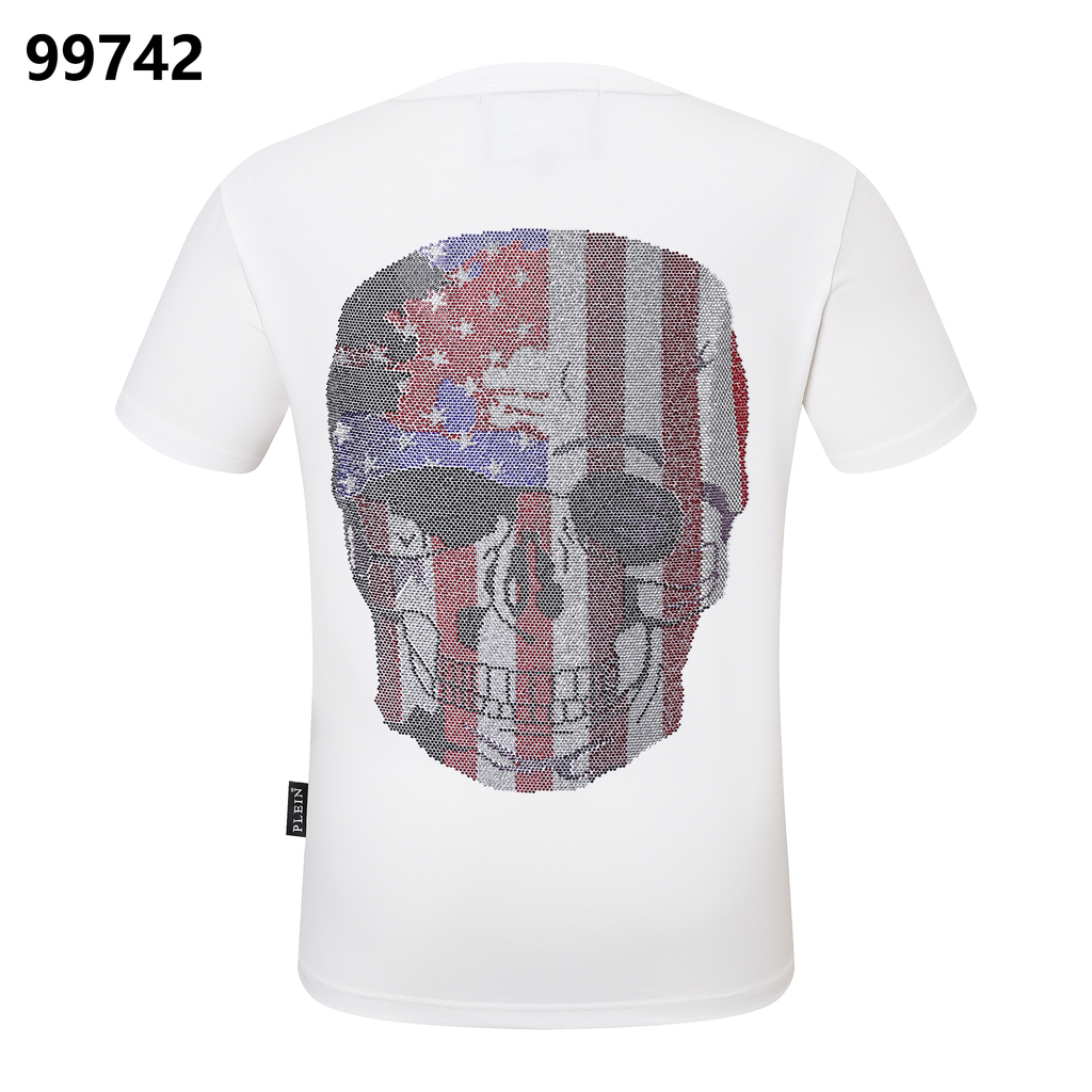 PHILIPP PLEIN Round Neck T-Shirt Skull America
