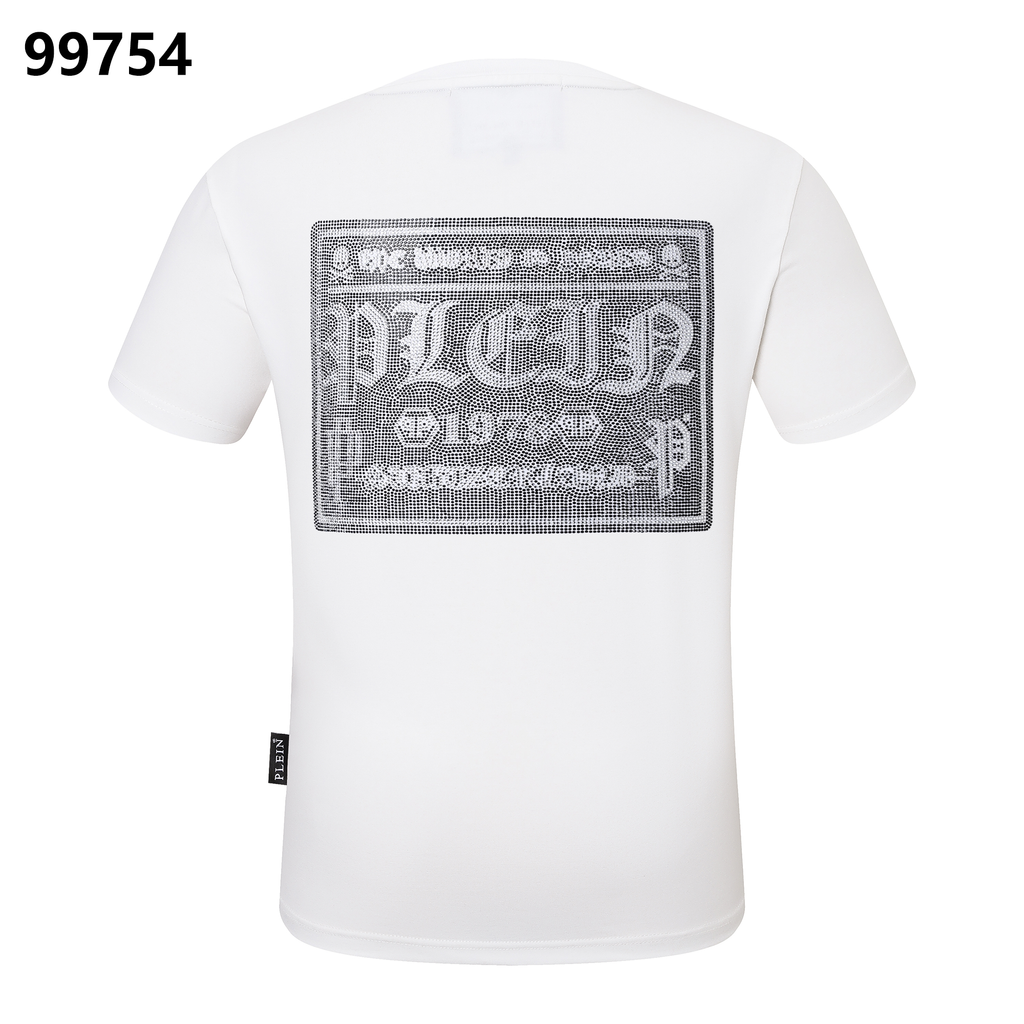 PHILIPP PLEIN Round-Neck T-Shirt with Rhinestone Letters