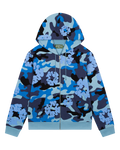 Blue Camo Cotton Wreath Zip Hoodie
