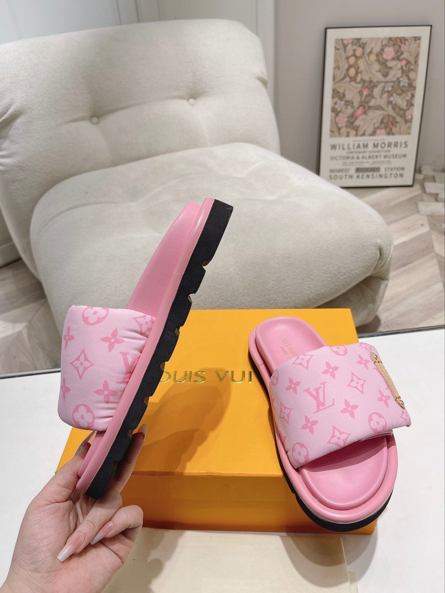 LV Pool Pillow Mule Pink Monogram Calfskin