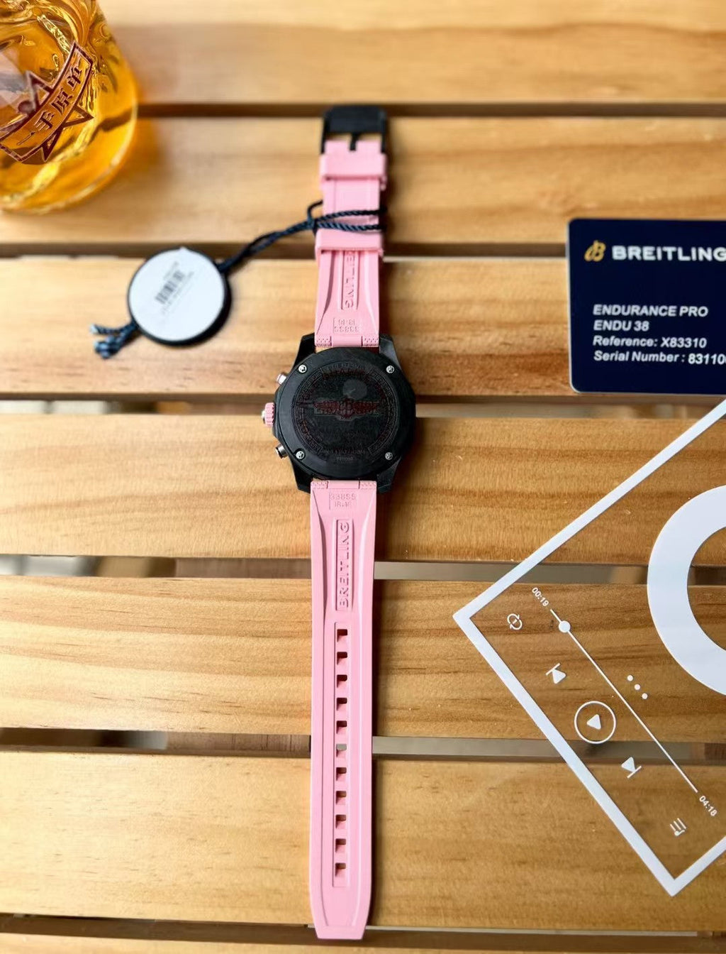 Breitling Endurance Pro 38mm Quartz Black Dial Breitlight Case With Pink Rubber Watch