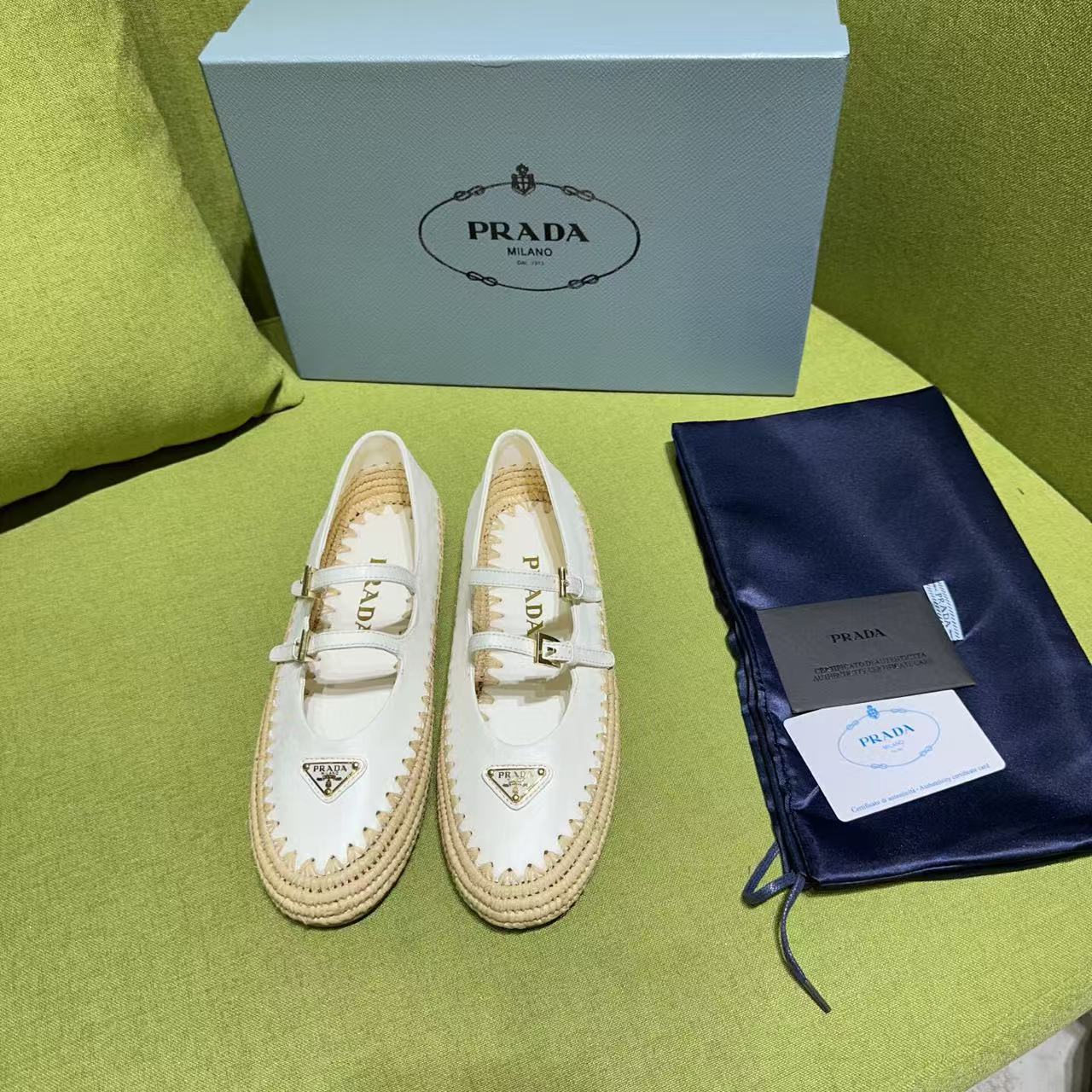 Pra Ballerinas Ivory Nappa Leather And Raffia