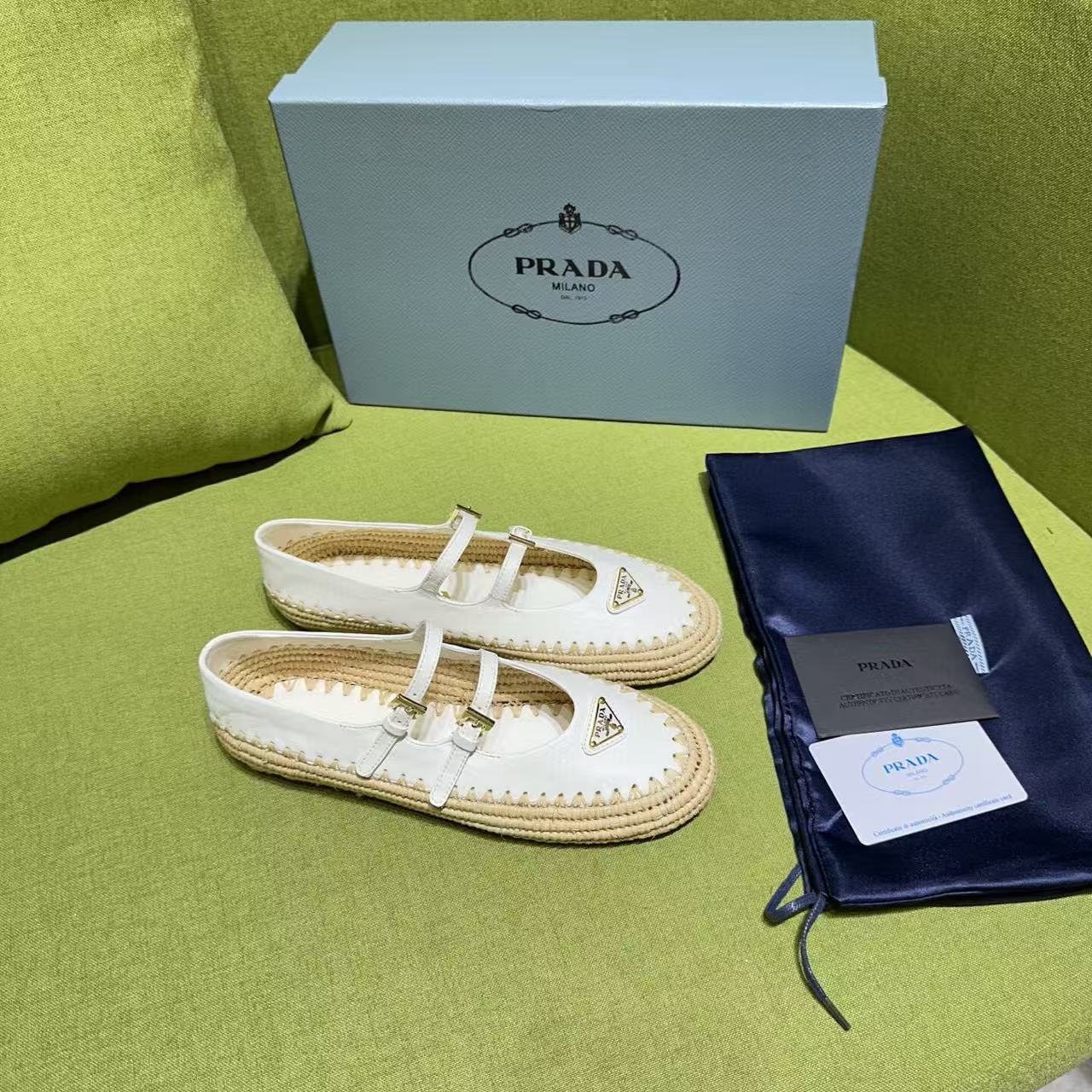 Pra Ballerinas Ivory Nappa Leather And Raffia
