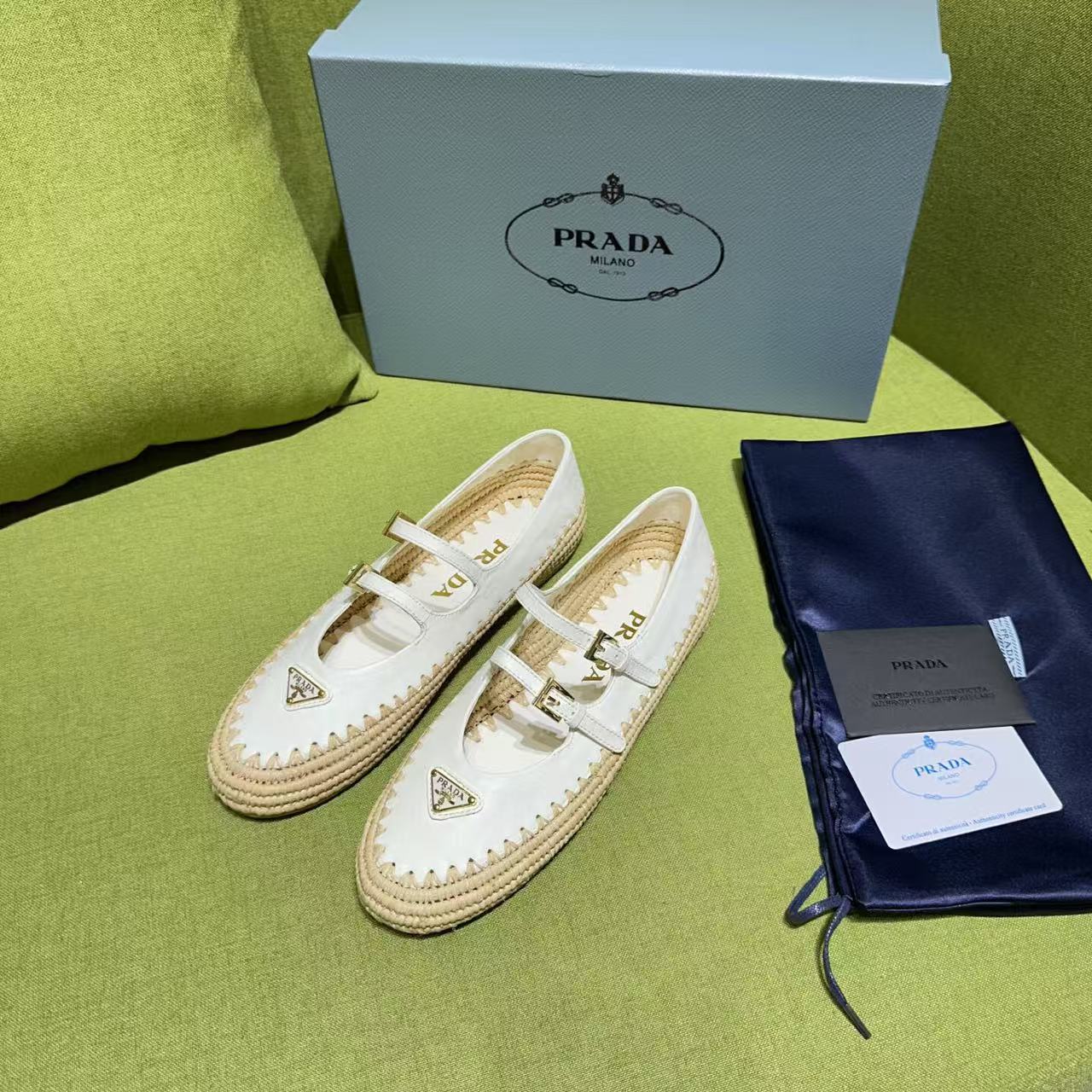 Pra Ballerinas Ivory Nappa Leather And Raffia