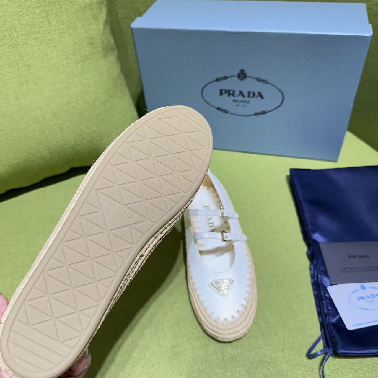 Pra Ballerinas Ivory Nappa Leather And Raffia