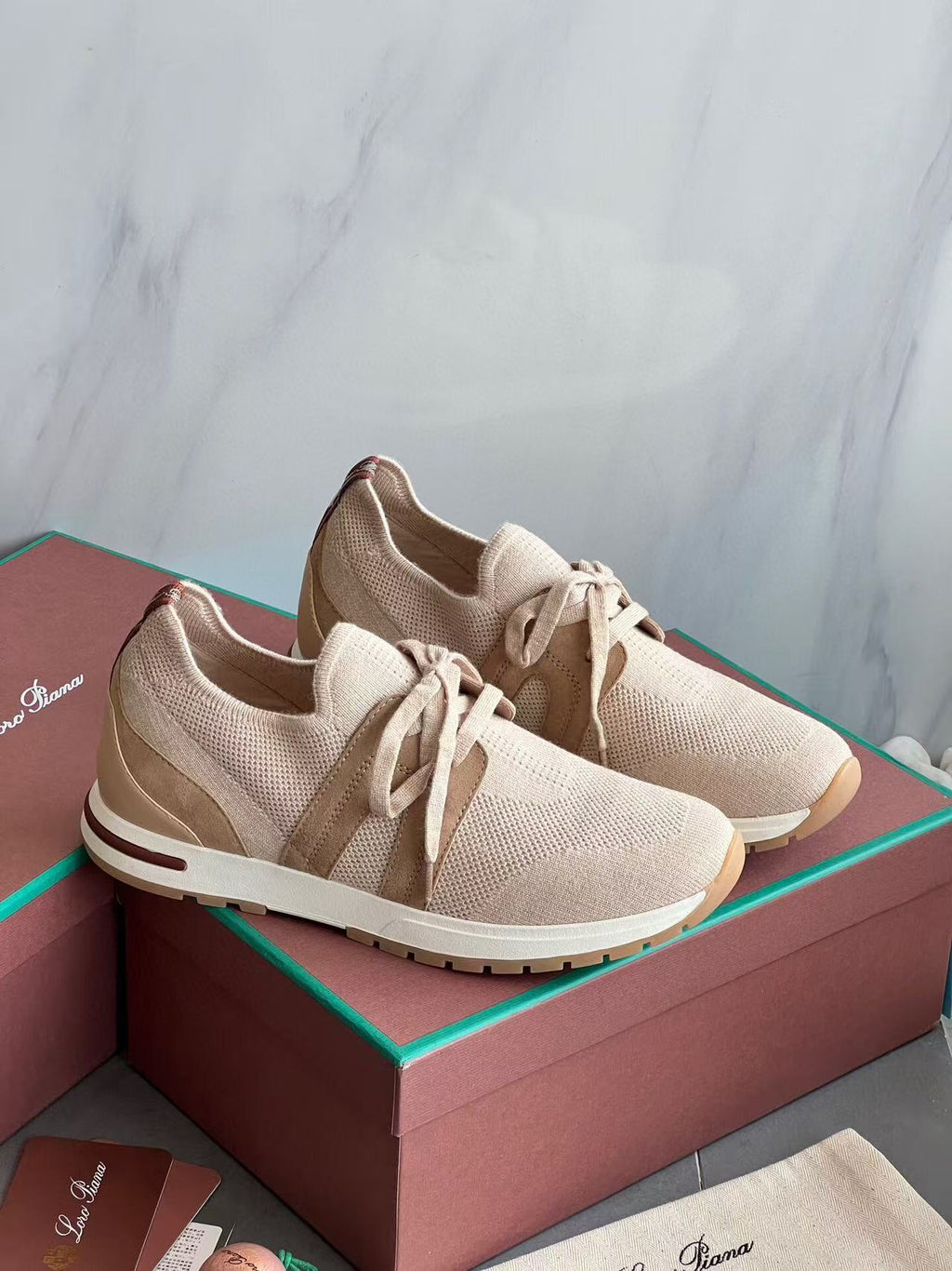 LP Lady Flexy Walk Sneaker Light Brown Wool Leather