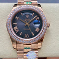 Day Date 40 18K Rose Gold with Slate Ombre Roman Dial and Diamond Bezel