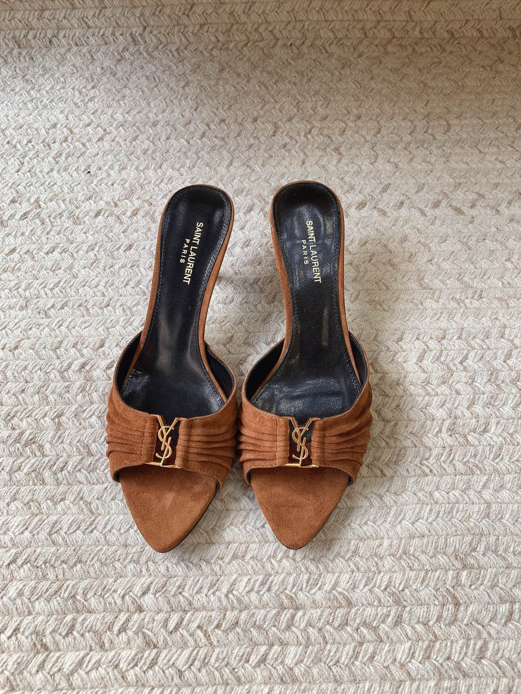 YSL Babylone Mules 6cm Coffee Brown Suede