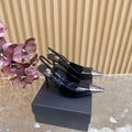 SL JEANNE SLINGBACK PUMPS BLACK SLIVER CALFSKIN