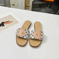 LV Frame Flat Mule Beige Damier Canvas Leather