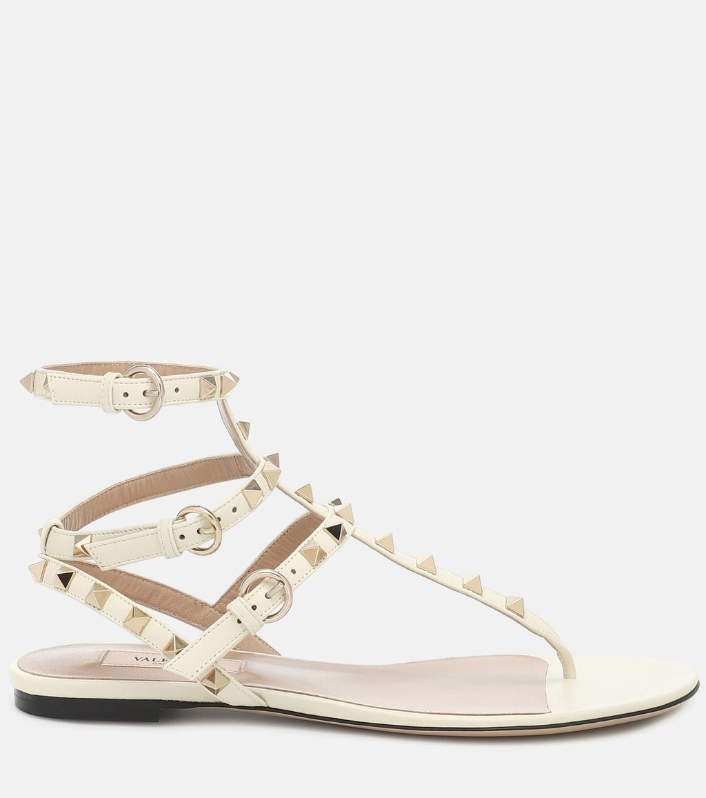 Valentino Garavani Rockstud Sandals White Leather