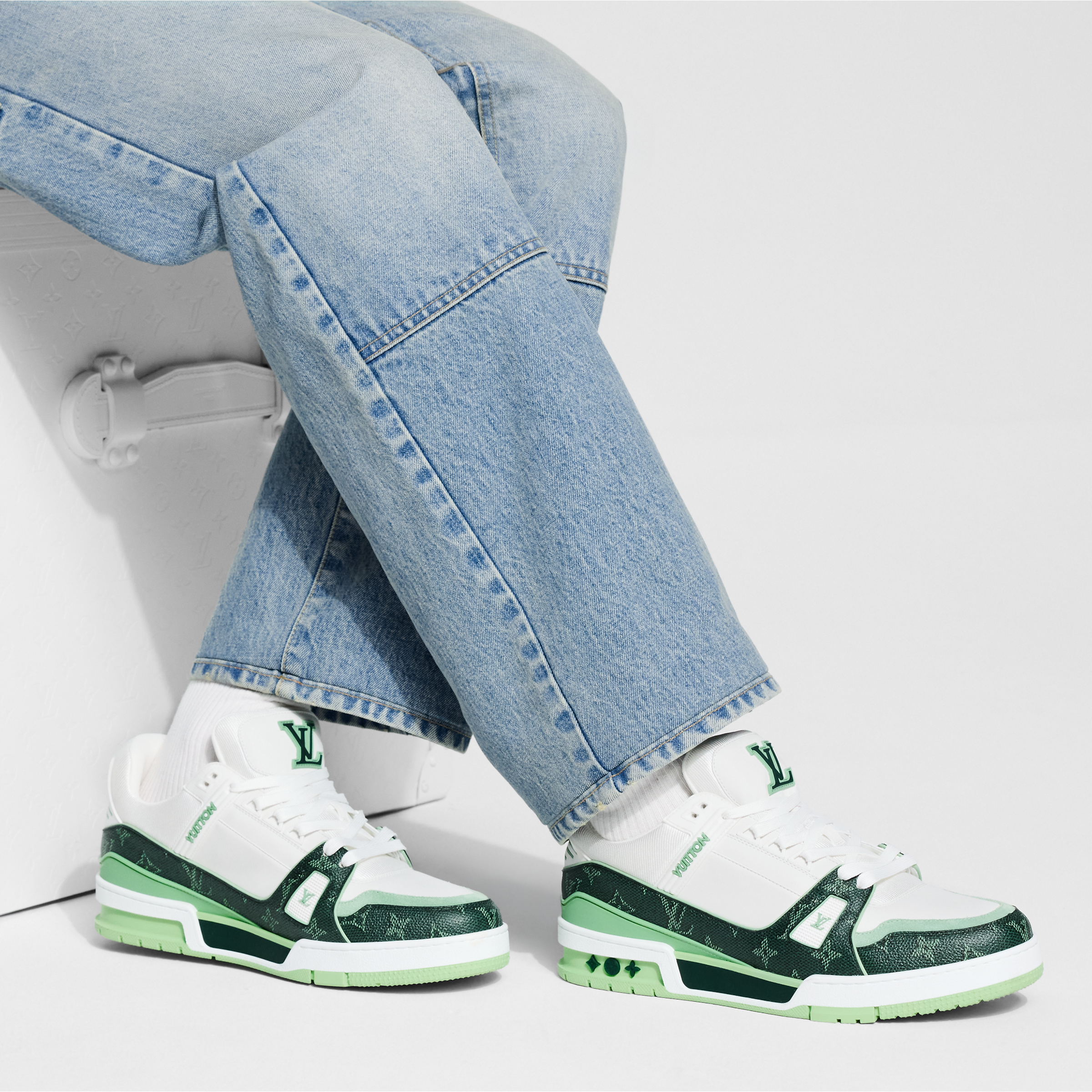 Louis Vuitton LV Trainer Sneaker 'Denim Monogram green '