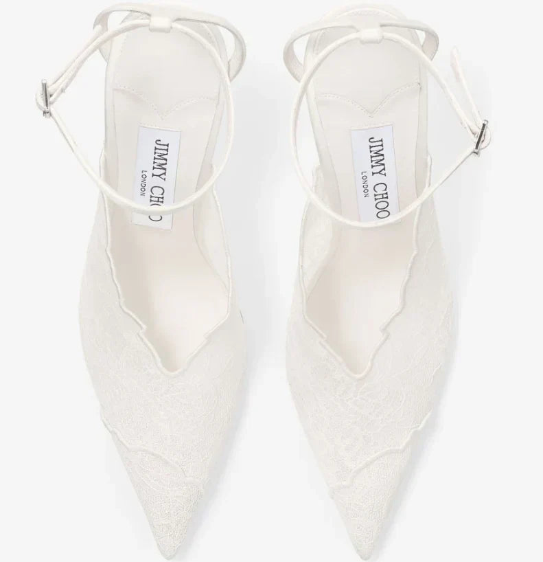 Jimmy Choo 2026 Faiz 100 Pump White Lace Leather