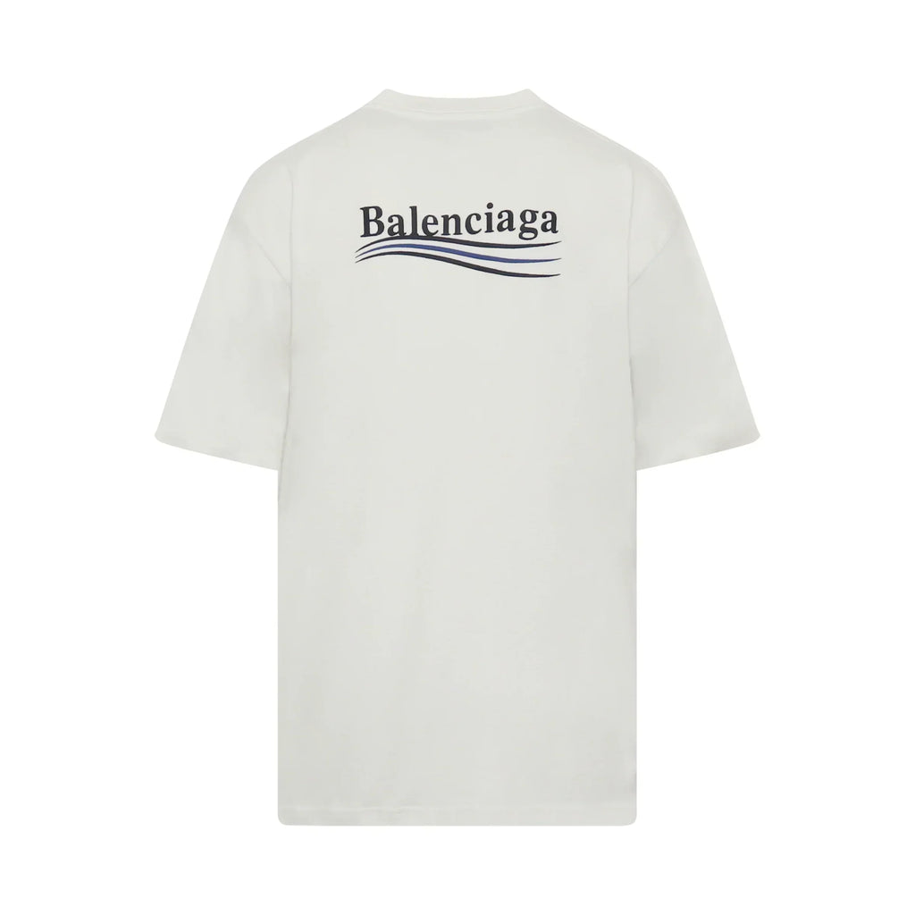 BALENCIAGA Political Campaign Oversized T-Shirt in White/Blue