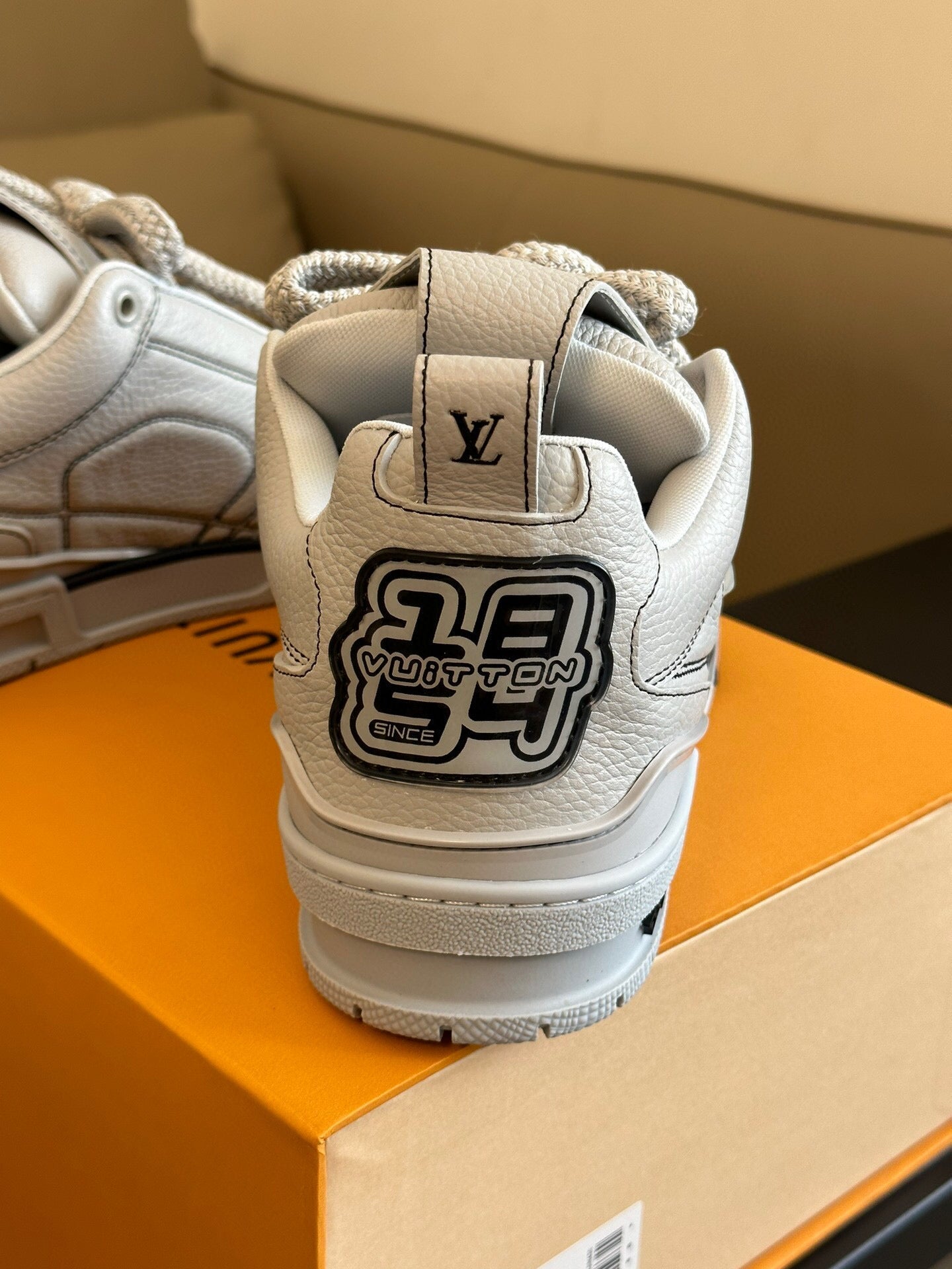 LV Skate Sneaker Off White Cowhide and Mesh Fabric