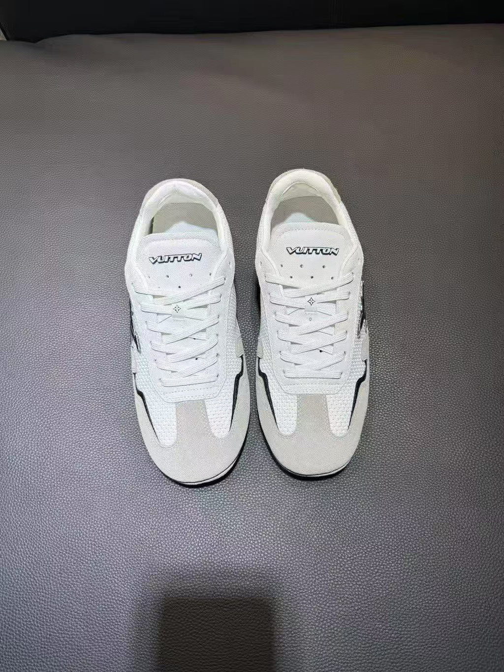 LV Rally Sneaker Gray White Calfskin Suede and Mesh Fabric